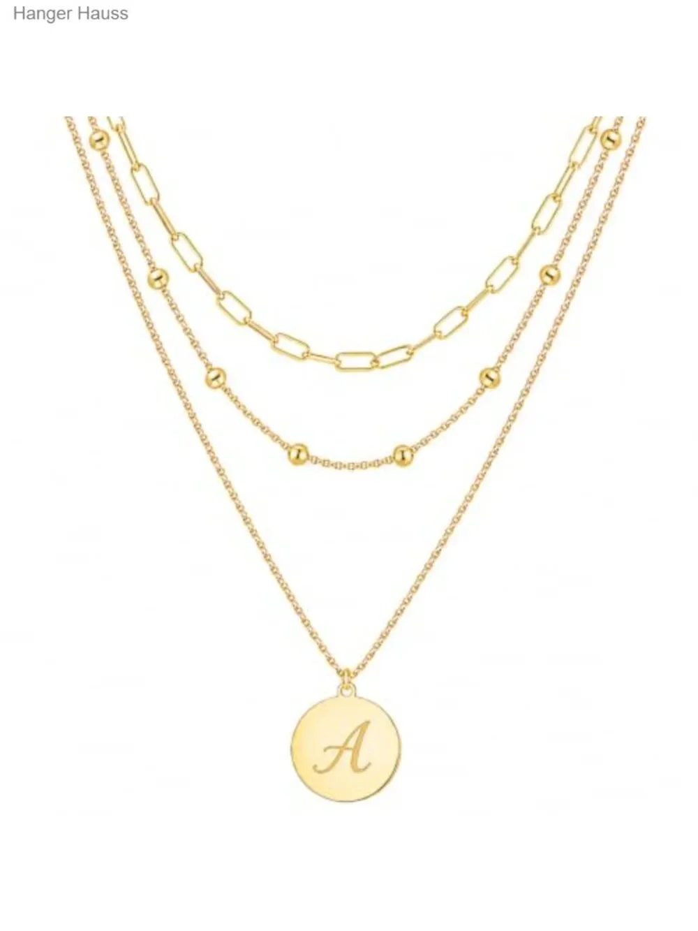 18K Gold Plated Layered Necklace Set 3Pc Stackable Heart Pendant